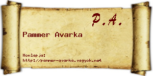 Pammer Avarka névjegykártya